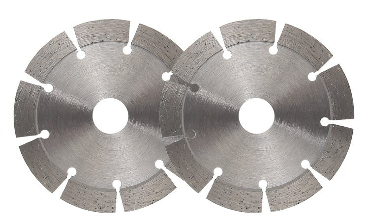 Two silver segmented diamond blades