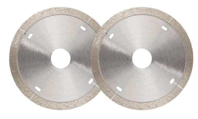 Two silver continuous-rim diamond blades