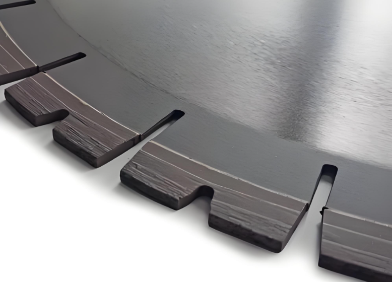 Close-up of segmented blade edges and slots